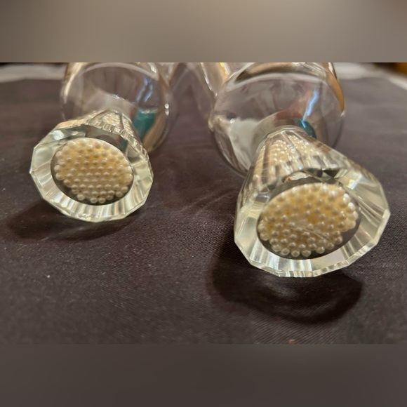 2 Oleg Cassini Glasses, clear glass with pearls. 12oz - Picture 9 of 11